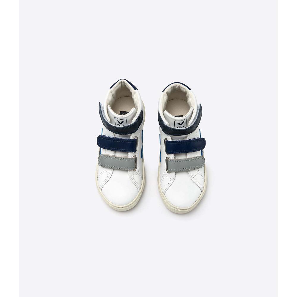 ψηλα παιδικα Veja ESPLAR MID LEATHER White/Blue | GR 683YXF